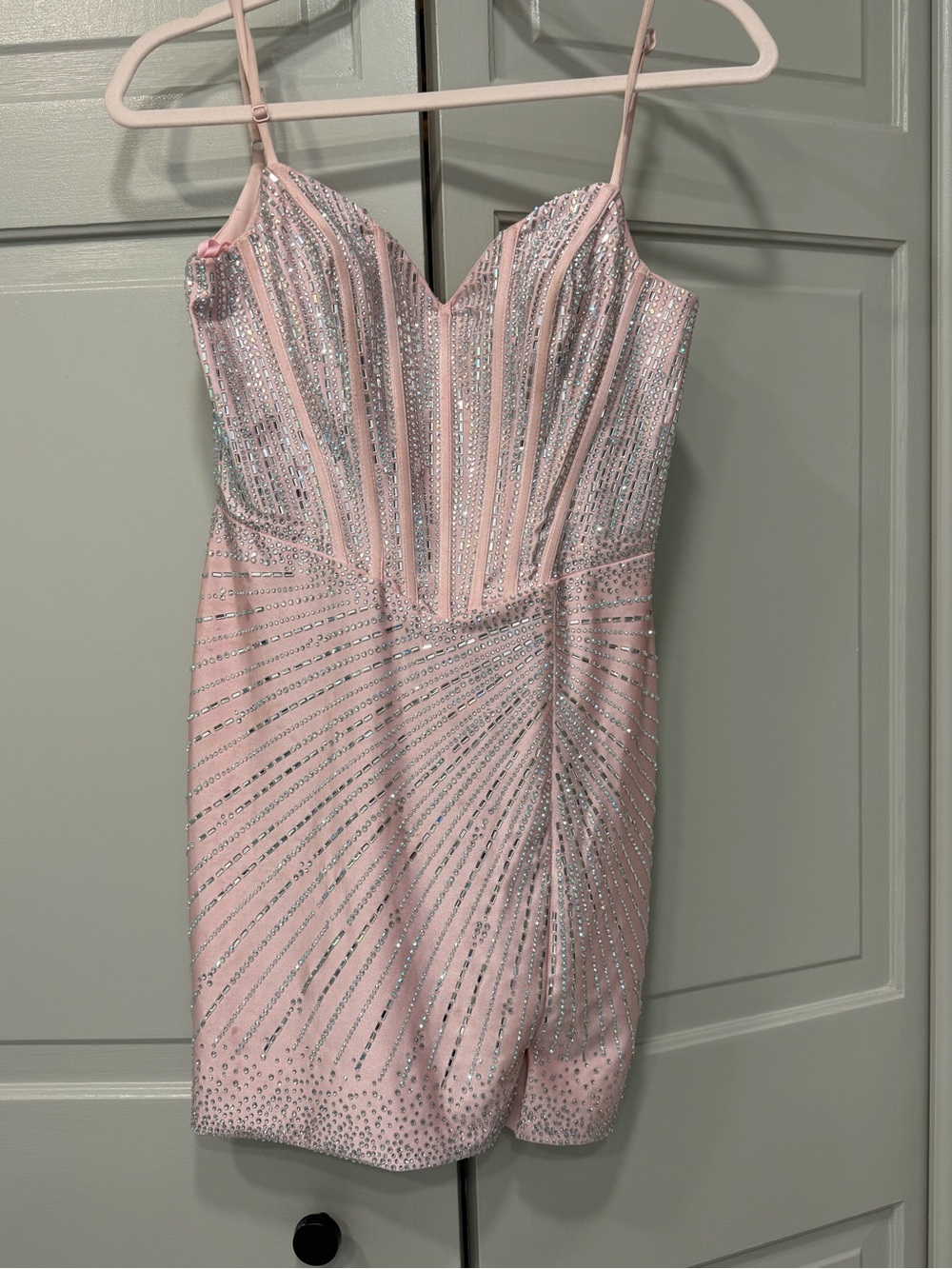 Sleeveless Pink Beaded Cocktail Dress